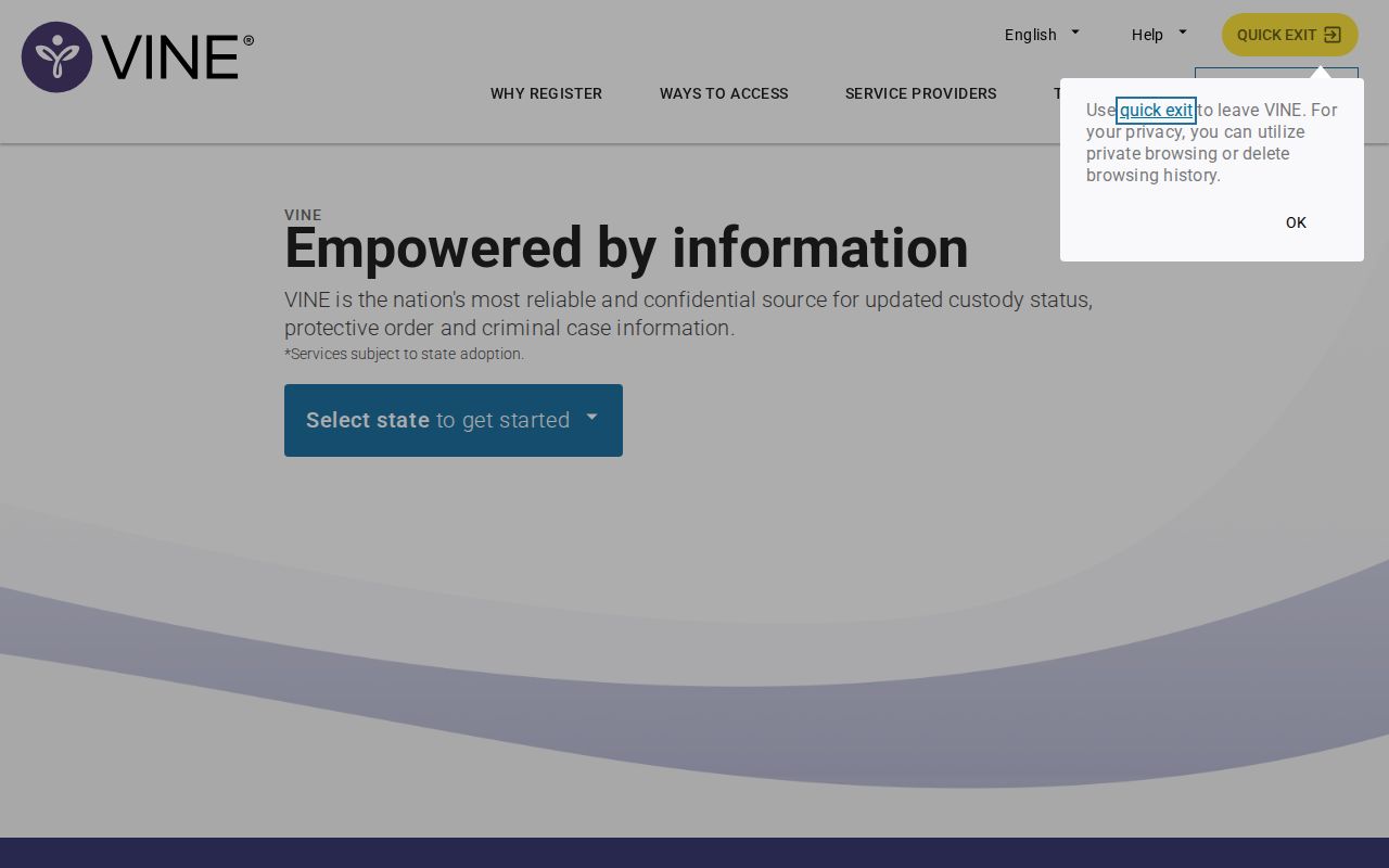 VINELink Iowa selection screen for Harrison County arrest custody checks